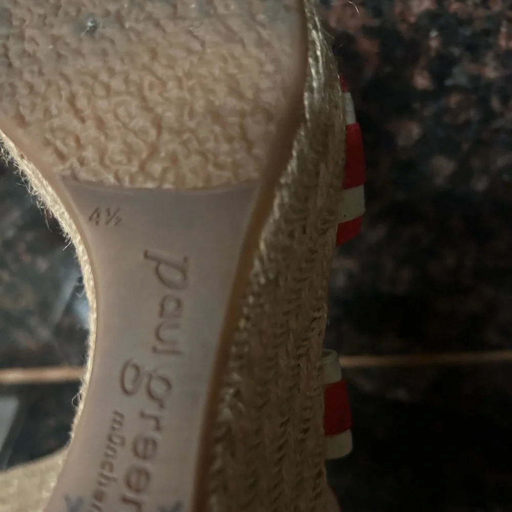 Paul Green Monique Espadrille Wedge Sandals Red Stripes 7